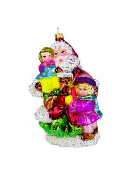 Pokaż szczegóły dla Święty Mikołaj z dwójką dzieci 0816X Obrazek Święty Mikołaj z dwójką dzieci 0816X